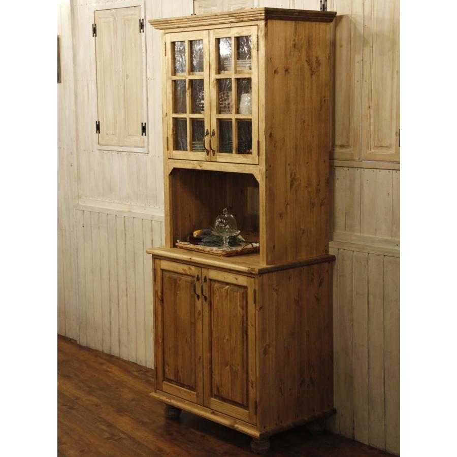 日本製】2ガラスドア・クラシックカップボード・扉タイプ 食器棚