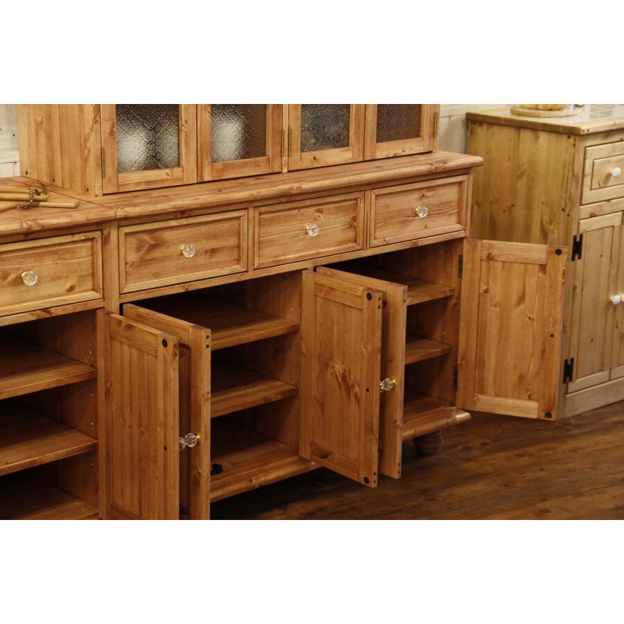 日本製】クラシック・4ガラスドアカップボード＆キャビネット