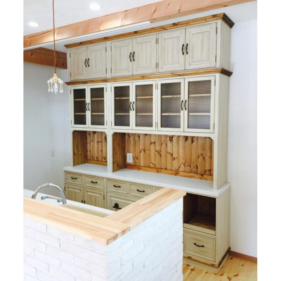 日本製】クラシック・6ガラスドアカップボード・W2300 食器棚 収納