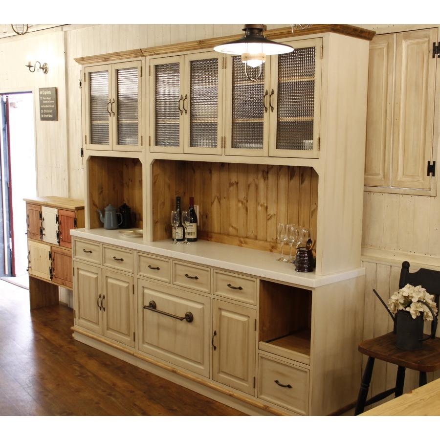 日本製】クラシック・6ガラスドアカップボード・W2300 食器棚 収納