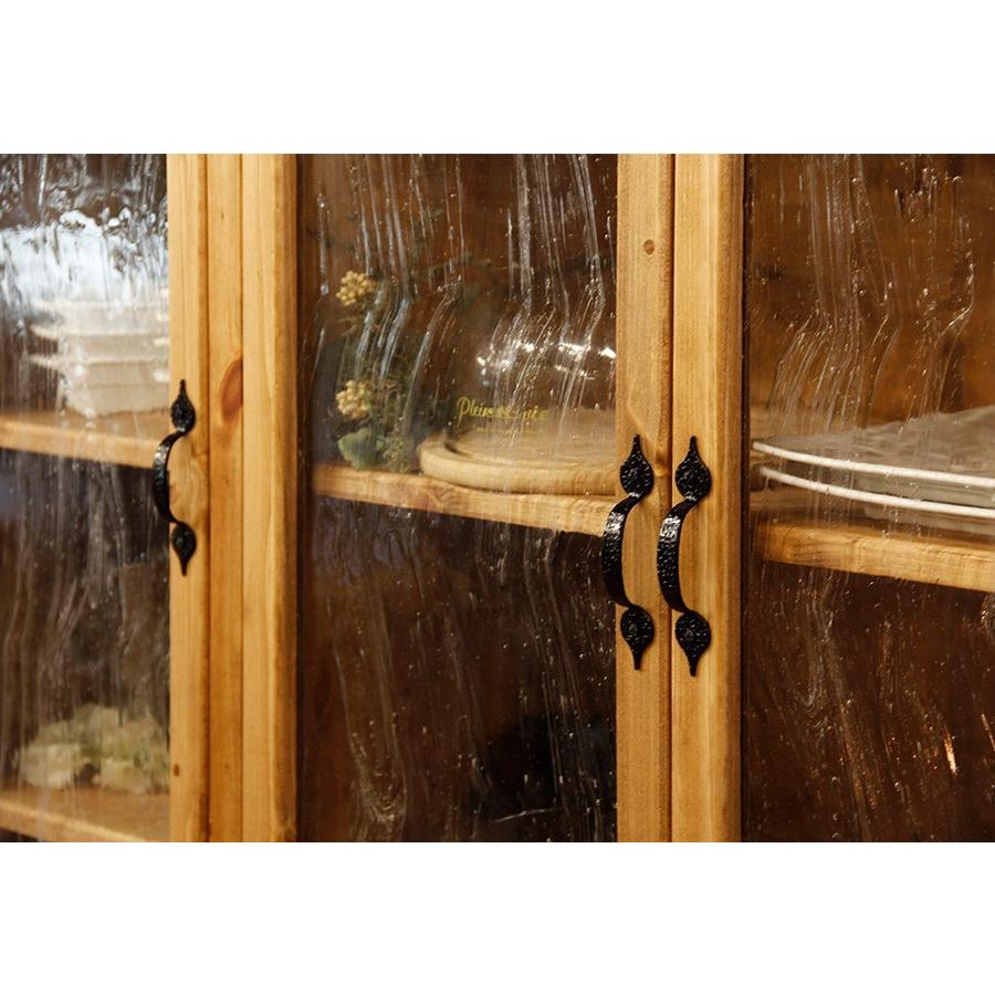 日本製】3ガラスドア・カップボード・W1300 カントリー家具 ナチュラル