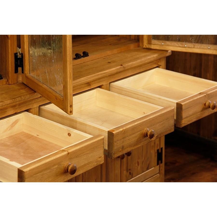 日本製】3ガラスドア・カップボード・W1300 カントリー家具 ナチュラル