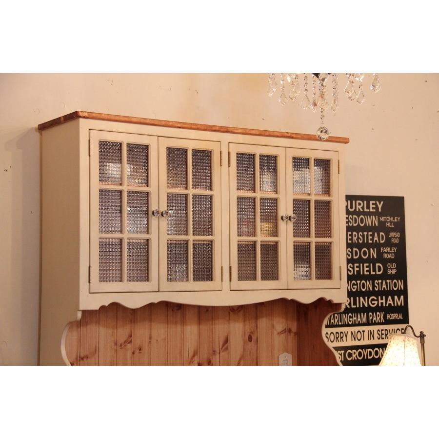 はこカップボード　カントリー調　ガラス扉　ビンテージ　食器棚 カップボード カントリー調 食器棚 パイン材 Farmer 幅90cm