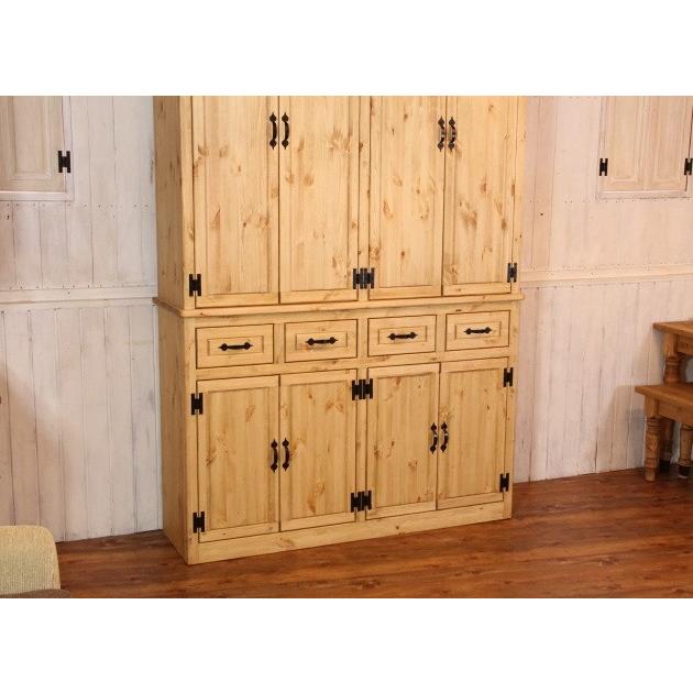 日本製】4ドア・カップボード・W1380 カントリー家具 ナチュラル
