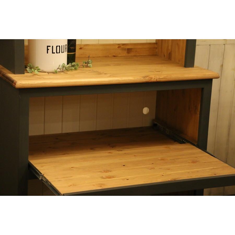 アッシュグレーカラー クラシック 2ガラスドア カップボード W900