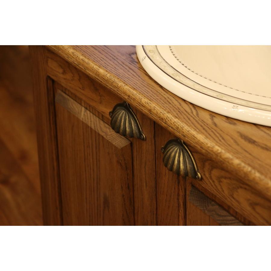 オーク材使用】ミラー付き 洗面台 クラシック ウォッシュ