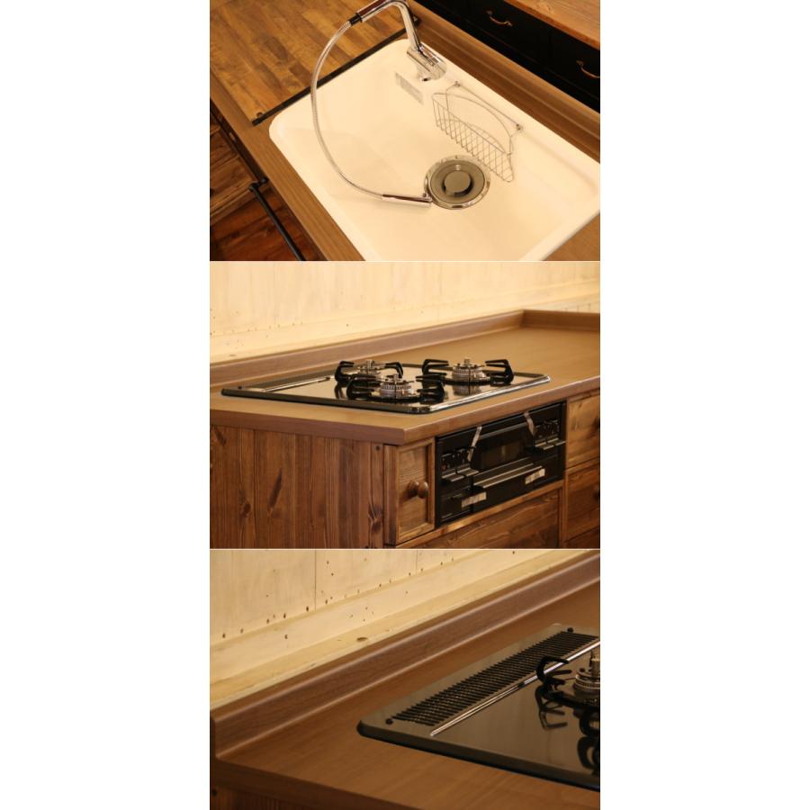 カントリー　キッチン　L型　W2100　サイズ変更可能　オーダー家具　北欧　木目調　W1800　メラミン天板