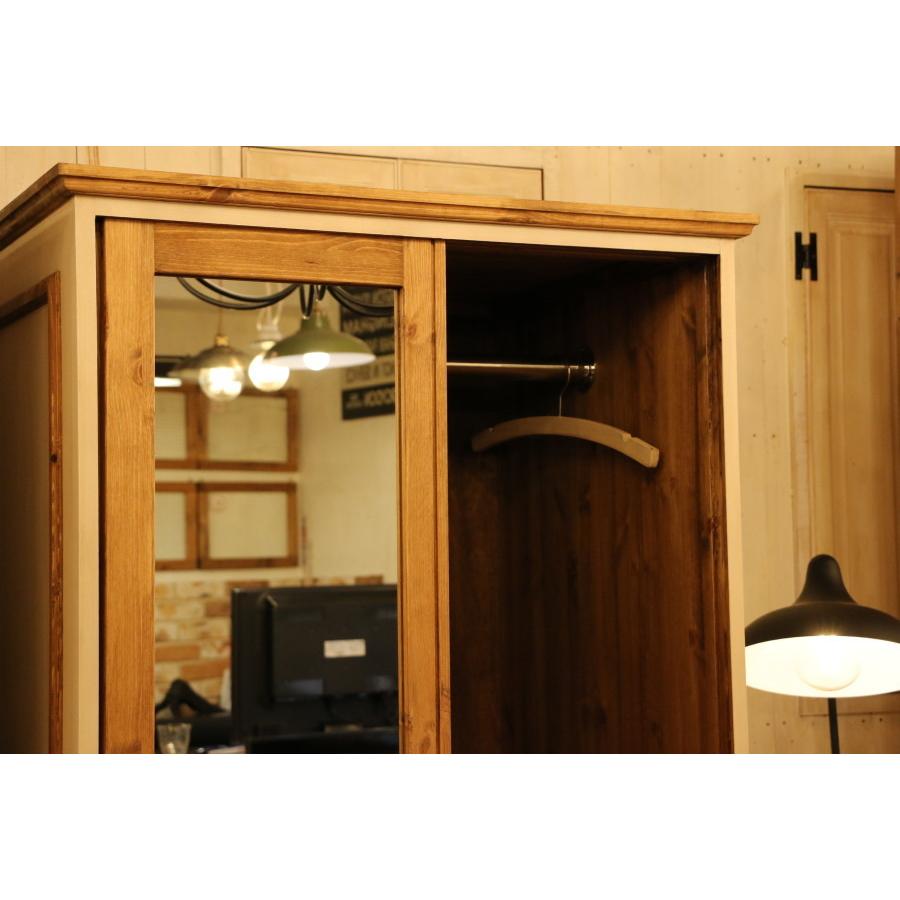 引き戸 タイプ】ワードローブ ミラー 付き キャビネット クラシック