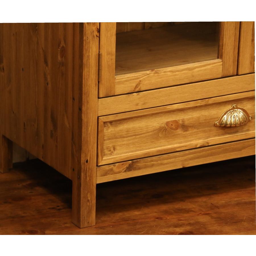 美しい クラシック ディスプレイ キャビネット W850 オーダー家具 選べるカラー 収納棚 食器棚 引き出し 収納 北欧 無垢 木製 パイン材