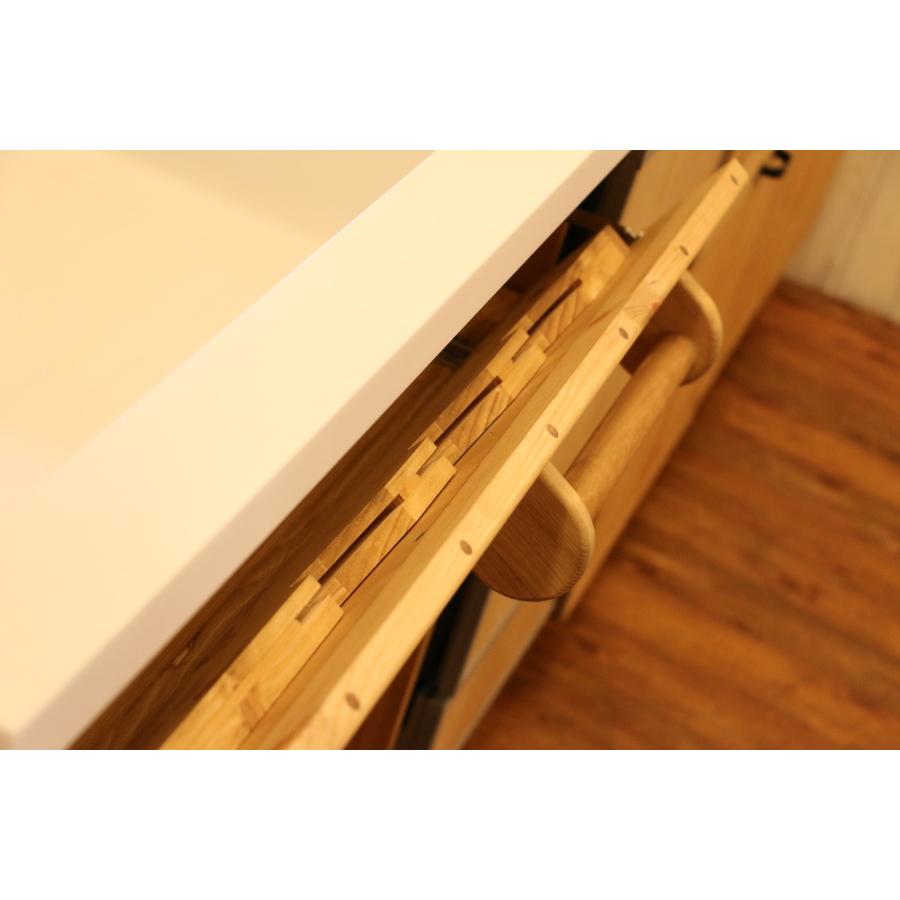 カントリー キッチン  W2700 対面型 オーダー家具 サイズ変更可能 北欧 無垢 木製 パイン材 収納 人造大理石 天板 ステンレス セラミックトップ｜candoll-2014｜07