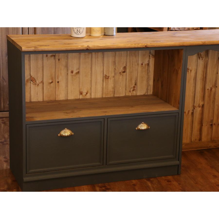 アッシュグレーカラー クラシック カウンター キャビネット W2300