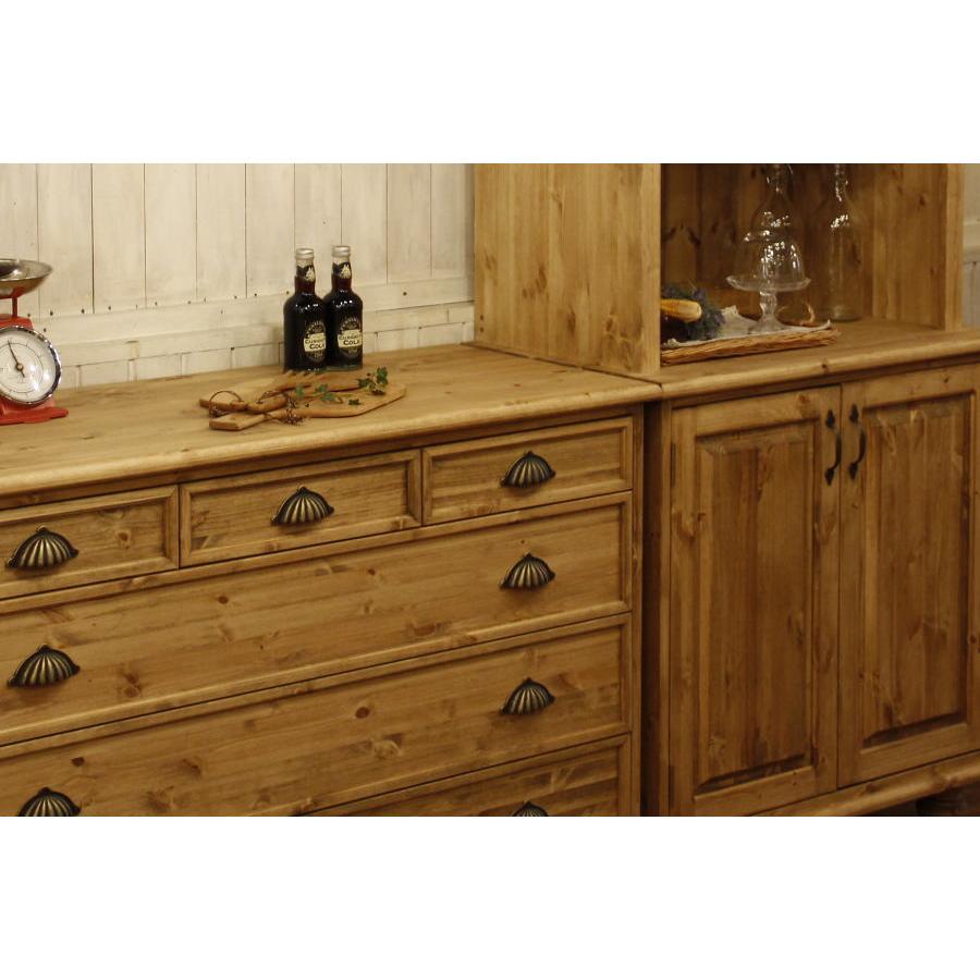 日本製】クラシック・2ガラスドアカップボード＆チェスト 食器棚