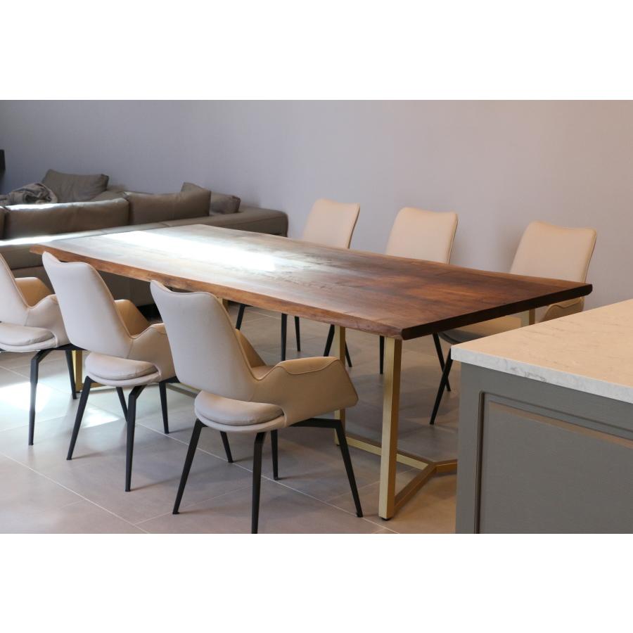 耳付き ウォールナット材 使用 】 ダイニングテーブル 真鍮 ゴールド