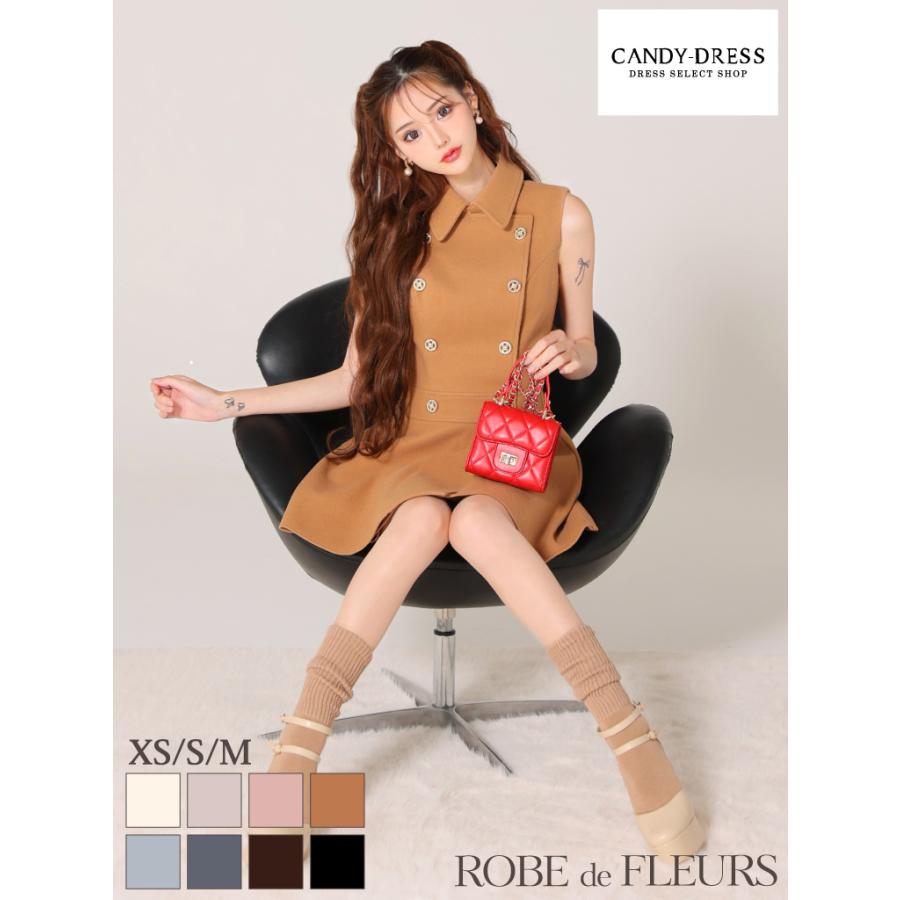 ROBE de FLEURS ローブドフルール ミニキャバドレス DE3365 DEA. by ROBE de FLEURS/ディアバイローブドフルール】ダブルボタン