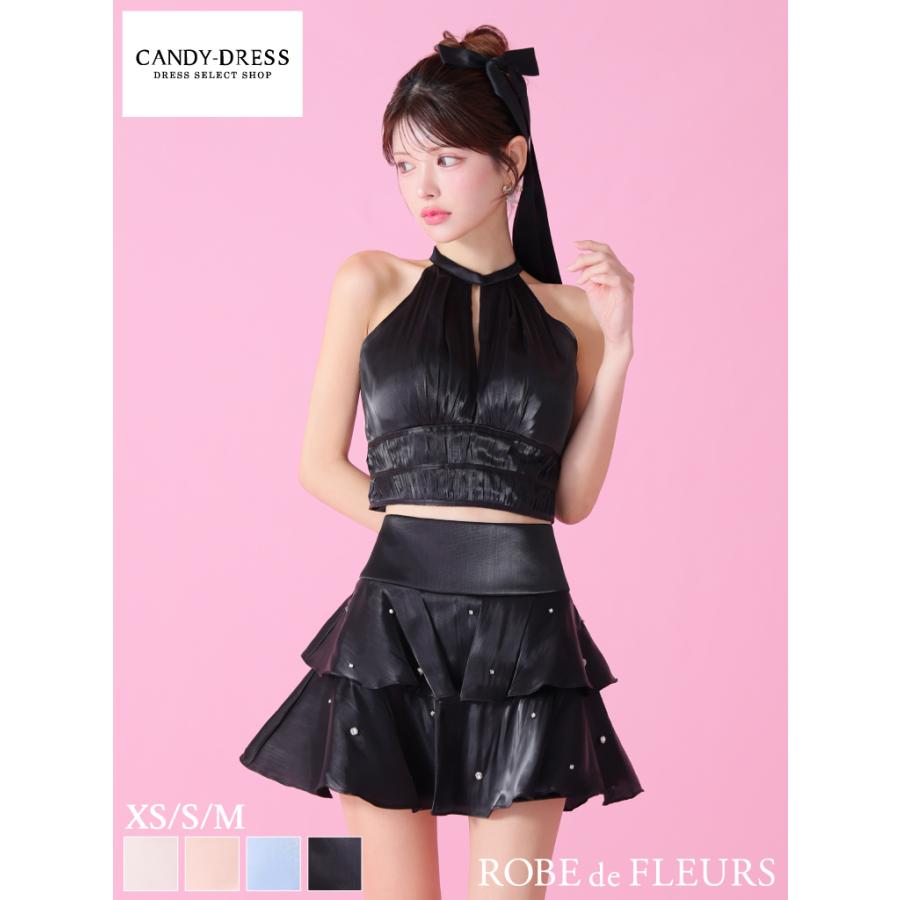 ROBE de FLEURS / ローブドフルール】サテン/ ビジュー/ アメスリ