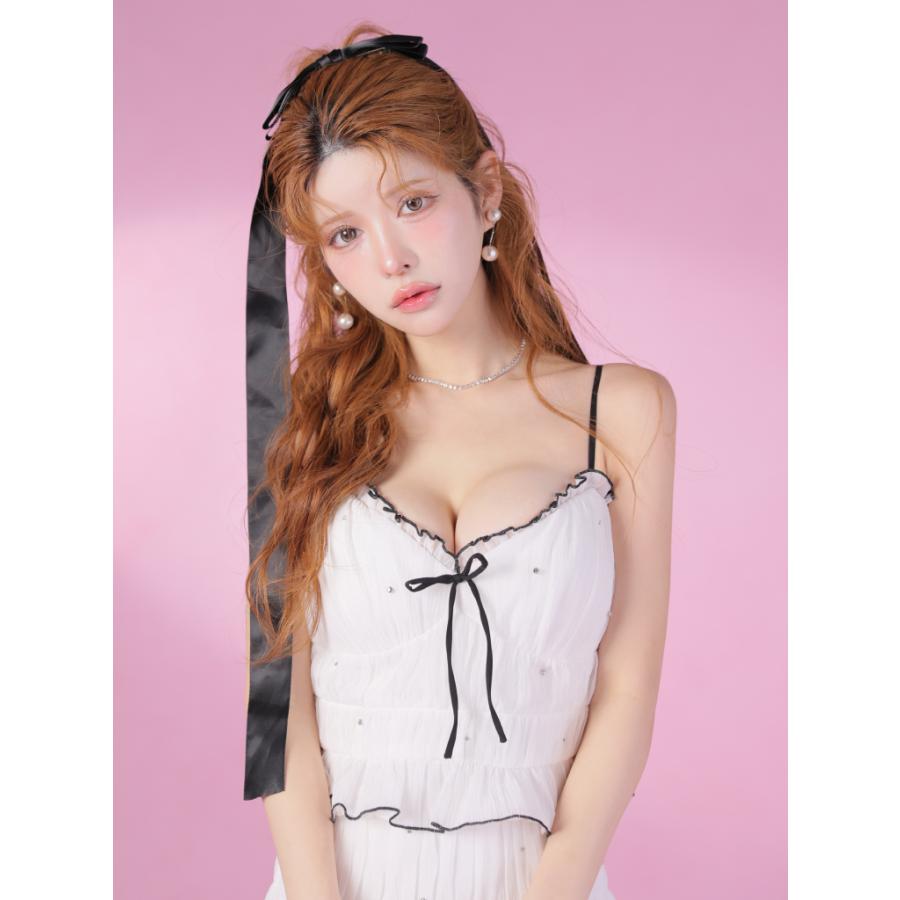【ROBE de FLEURS / ローブドフルール】フリル/ リボン/ キャミ/ セットアップ/ タイト/ フレア/ ミニドレス/ キャバドレス / ワンピース [fm4183]