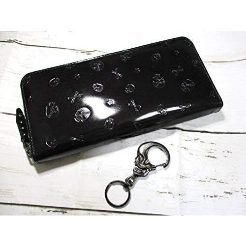 人気の贈り物が ゴージャスなエナメル革にかわいいスカルの型押しデ レザー 牛革 ラウンド 長財布 財布 メンズ ブランド Soup Jack Muddy 最安値に挑戦 財布 帽子 ファッション小物