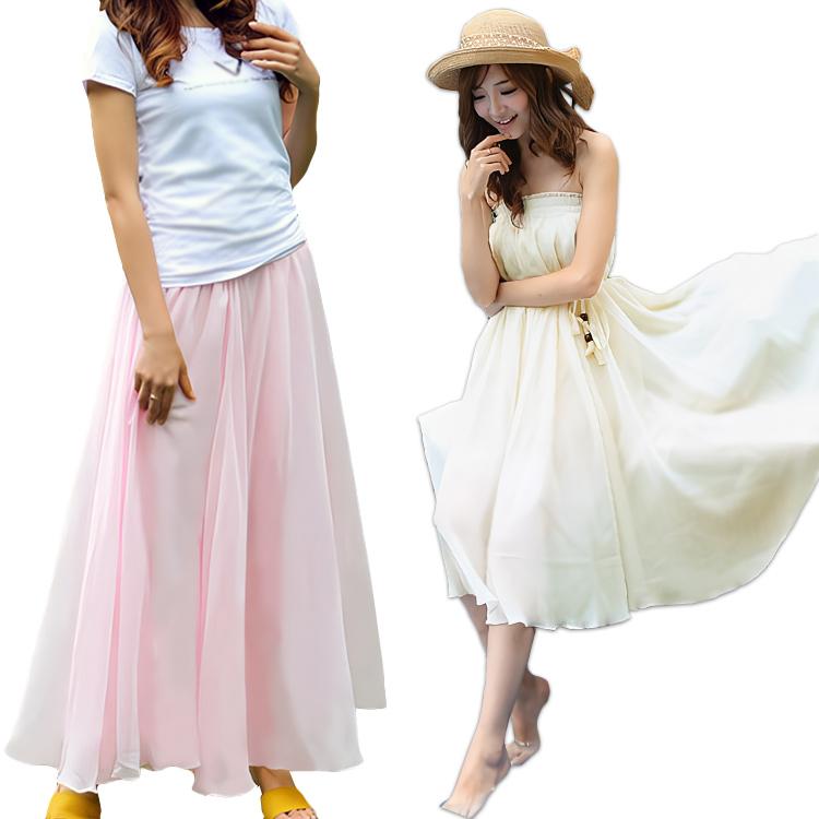 レディース スカート マキシ丈 マキシスカート シフォン ロング