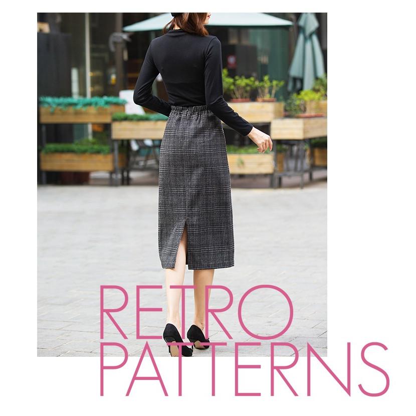 レディース グレンチェック ロングスカート タイトスカート スリット