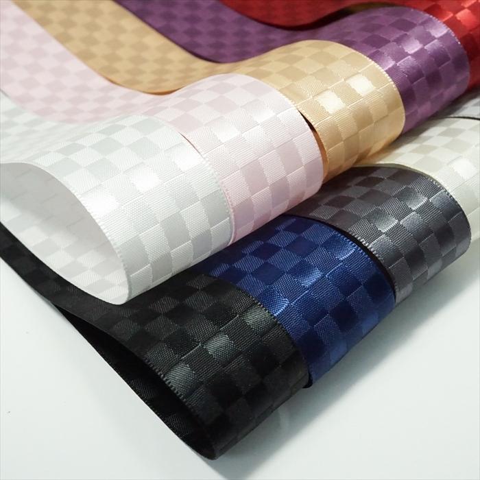 両面サテンリボン　格子柄　２５ｍｍ |  | 04