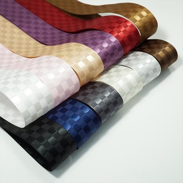 両面サテンリボン　格子柄　２５ｍｍ |  | 06