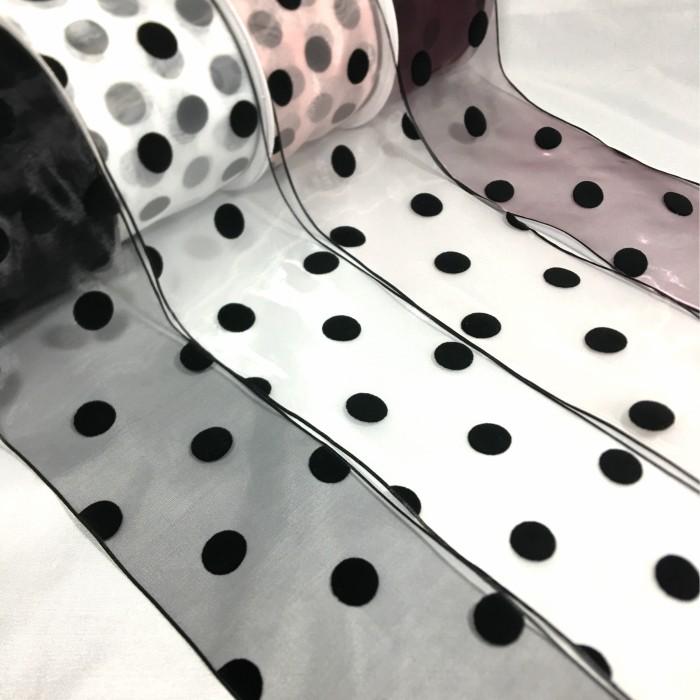 ドット オーガンジーリボン 幅80mm : Candy Smileヤフーショップ