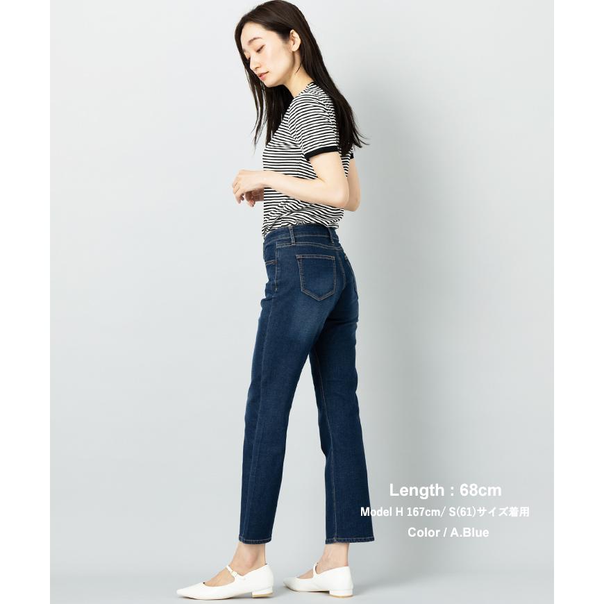 ストレートデニムパンツ ストレッチ デニム ジーンズ パンツ レディース ジーパン スリムストレートデニム S M L LL 2L 3L 4L 股下74cm 68cm 大きいサイズ｜candy0217｜15