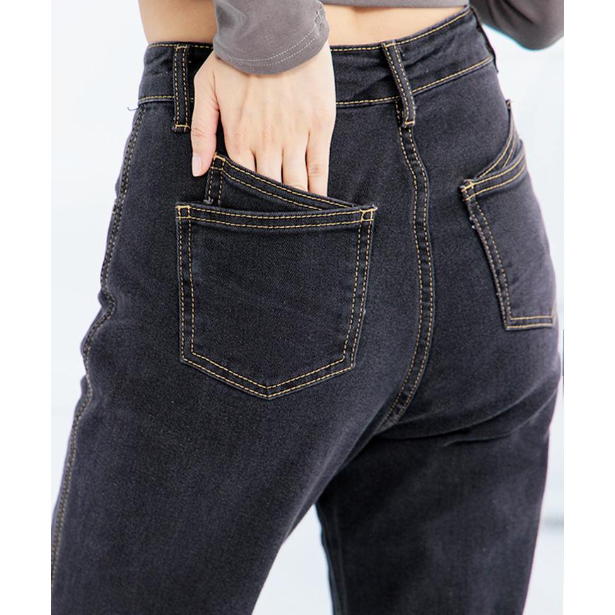 S〜LL】裾バックスリット入り フレア ブーツカット デニム パンツ