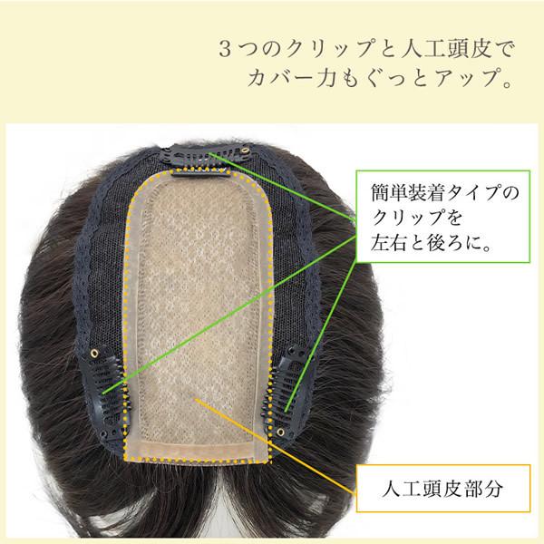 アクアドール 総手植え人毛100%ヘアピース リアルスキン ロングタイプ ahp017 (送料無料) トップピース トップカバー ウイッグ 白髪かくし ボリュームアップの画像