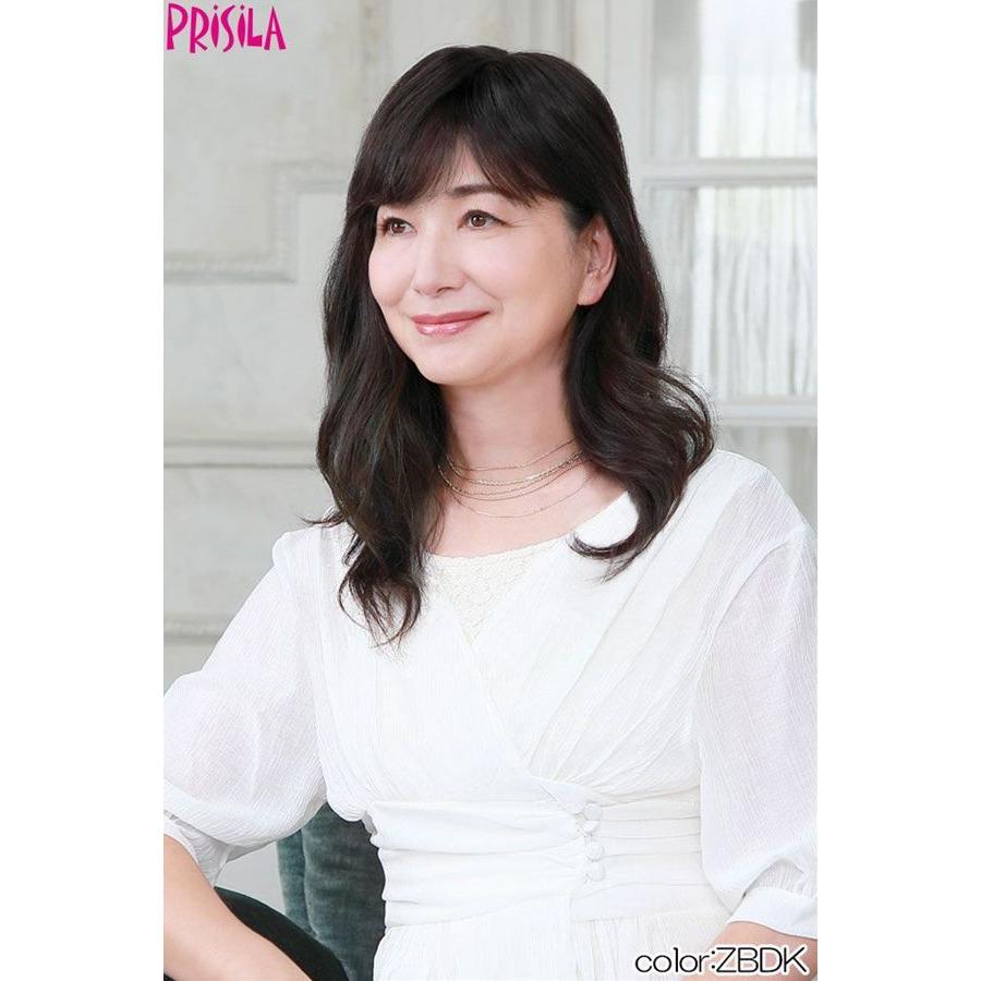プリシラ 耐熱白髪かくしウィッグ【人毛・分け目タイプ】ST-100耐熱 (送料無料) PRISILA ハーフウィッグ ロング プリシラ 耐熱白髪かくしウィッグ【人毛・分け目タイプ】ST-100耐熱