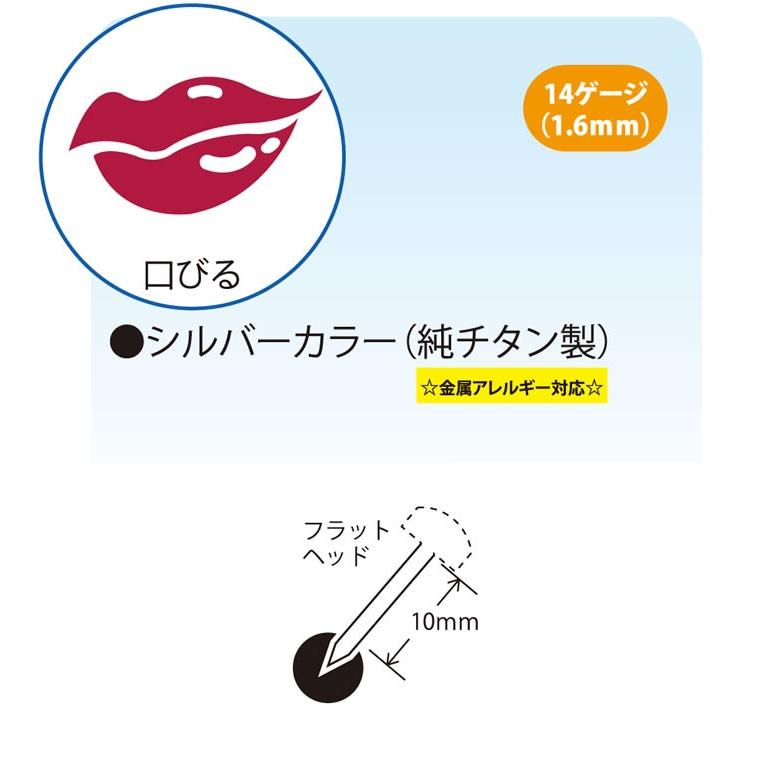 セイフティピアッサー 口びる用 純チタン 金属アレルギー対応 14G 1.6mm 10mm ピアス 口ピアス ボディピアス 14ゲージ ピアッサー 口 | ブランド登録なし | 01