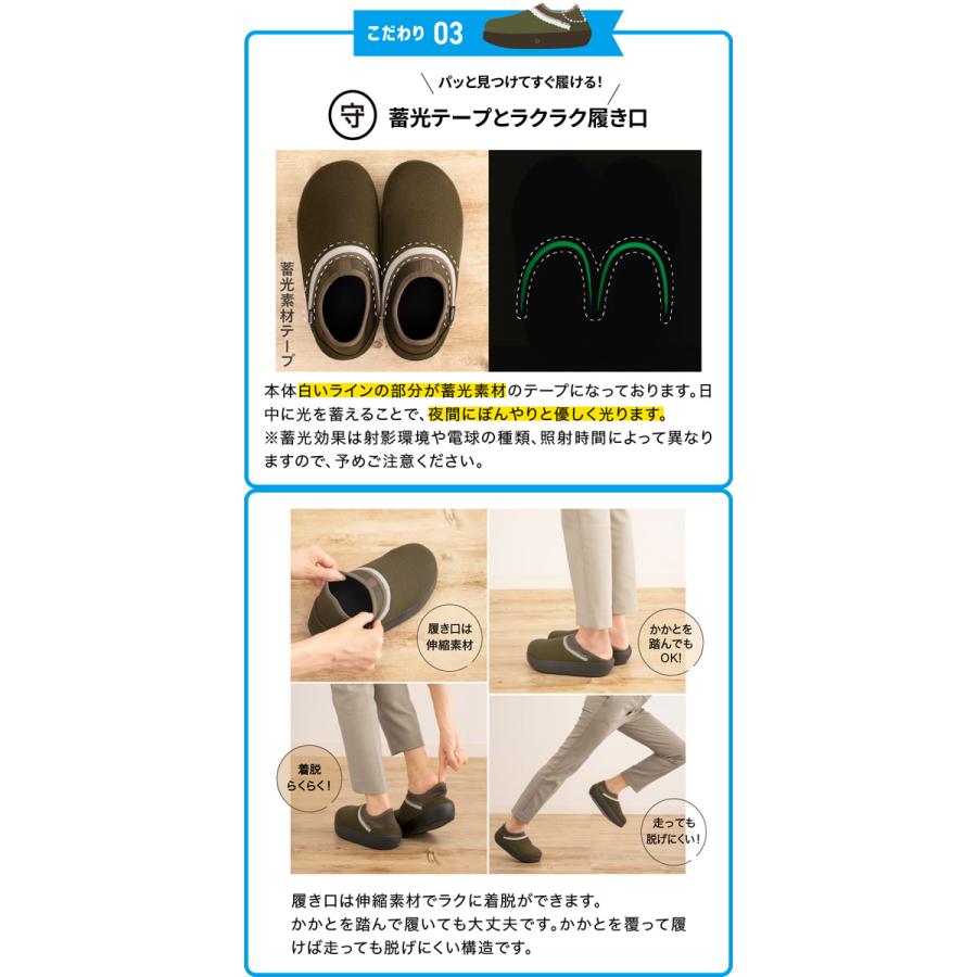 SONAENO 防災ライトルームシューズ (送料無料) 防災シューズ 防災靴 LEDライト付き ルームシューズ 履くと光る 安全靴 防災サンダル 防災アドバイザー 災害対策 | PROIDEA | 11