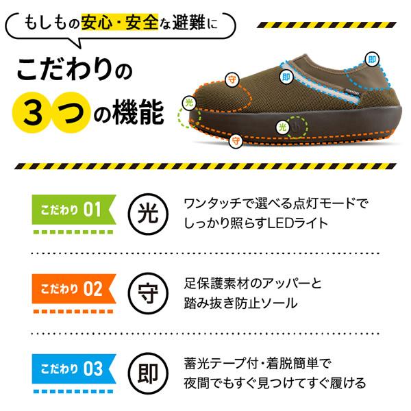 SONAENO 防災ライトルームシューズ (送料無料) 防災シューズ 防災靴 LEDライト付き ルームシューズ 履くと光る 安全靴 防災サンダル 防災アドバイザー 災害対策 | PROIDEA | 05