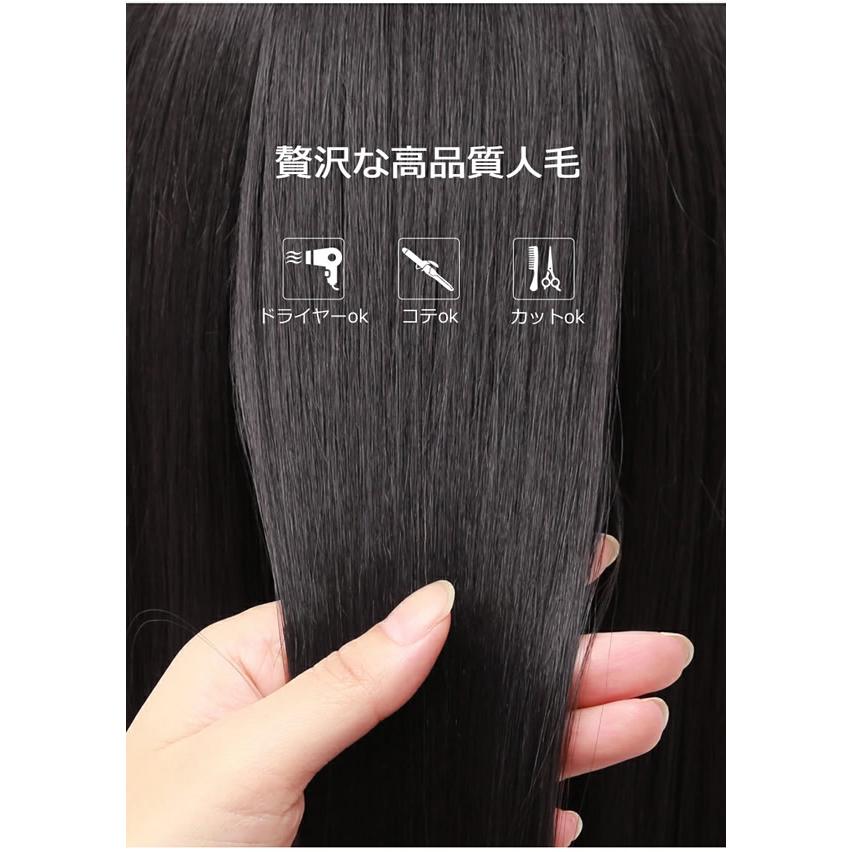 私元気 人毛 部分ウィッグ BHADS812-25 BL 自然黒 (送料無料) ポイント