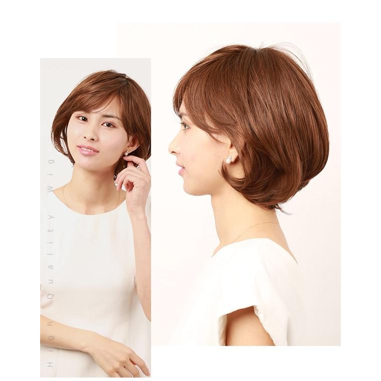 私元気 医療用ウィッグ レイヤーショートボブ IUH30M009 (送料無料) 人毛ミックス ウィッグ ショート レイヤーボブ フルウィッグ 女性 かつら ウィッグの画像