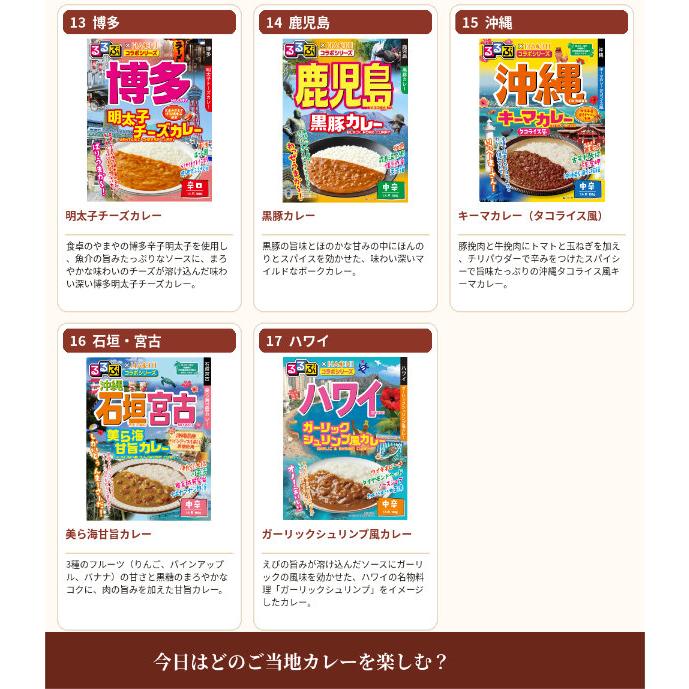 るるぶ×HACHI ご当地カレー 20食セット ハチ食品 レトルトカレー 食べ比べ 詰め合わせ 北海道 名古屋 大阪 京都 沖縄 ハワイ (送料無料) | ハチ食品 | 03