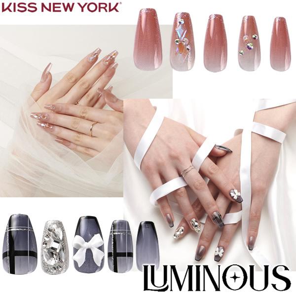 KISS NEW YORK ルミナス (メール便送料無料) キスニューヨーク 人気 ネイル ネイルチップ セルフネイル LUMINOUS コフィンシェイプ アーモンドシェイプ 3D | KISS NEW YORK