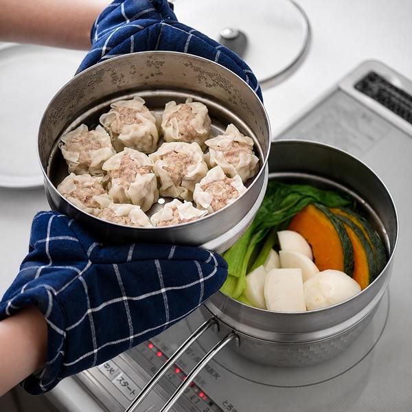 ステンレスせいろ・雪平鍋・ガラス蓋3点セット 15cm (送料無料) ステンレス 蒸し器 雪平鍋 せいろ 燕三条 日本製 IH対応 ガラス蓋付き 食洗機対応 | アーネスト | 08
