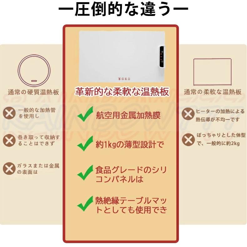 ホットプレート 電気保温トレイ 食品保温プレート 折りたたみ式 3段階の温度設定 60℃/80℃/100℃ 多機能食品断熱ボード フードウォーマー ホットプレート |  | 02