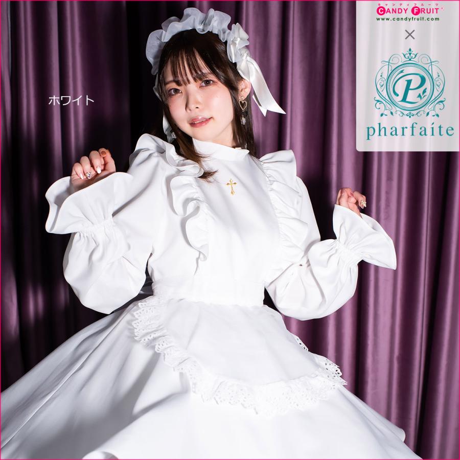 クローチェメイド服（ブラック/ホワイト） レディース 長袖 ゴシック ゴスロリ シスター 黒 白 Mサイズ 