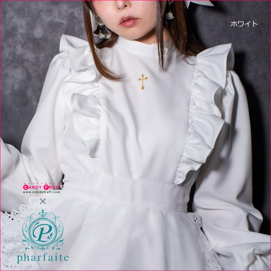 クローチェメイド服（ブラック/ホワイト） レディース 長袖 ゴシック ゴスロリ シスター 黒 白 Mサイズ 