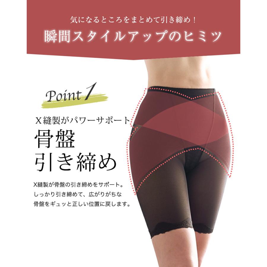 ハイウエストガードル ぽっこりお腹 くびれメイク ショート丈 ガードル 大きいサイズ ヒップアップ 補正 下着 骨盤 レース 引き締め 美尻 美脚 30代 40代 50代|candystore-bp|08