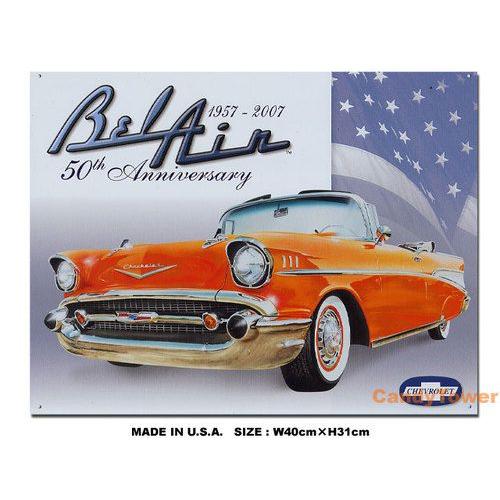 アメリカ ブリキ看板 シェビー ベルエア 50周年アニバーサリー アメリカ雑貨 アメリカン雑貨 サインプレート ティンサインボード | Chevy