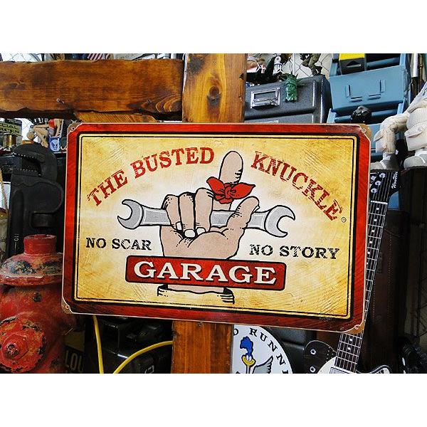 バステッドナックルガレージ　U.S.ヘヴィースチールサイン　（レクタングル）　アメリカ雑貨　アメリカン雑貨 | アメリカン レトロ