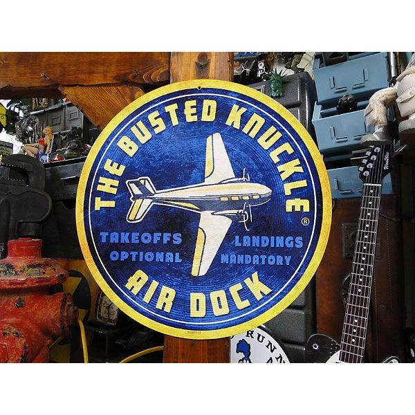 ★稀少な絶盤品★ バステッドナックルガレージ　エアードック　U.S.ヘヴィースチールサイン　（ラウンド）　アメリカ雑貨 アメリカン雑貨 | アメリカン レトロ