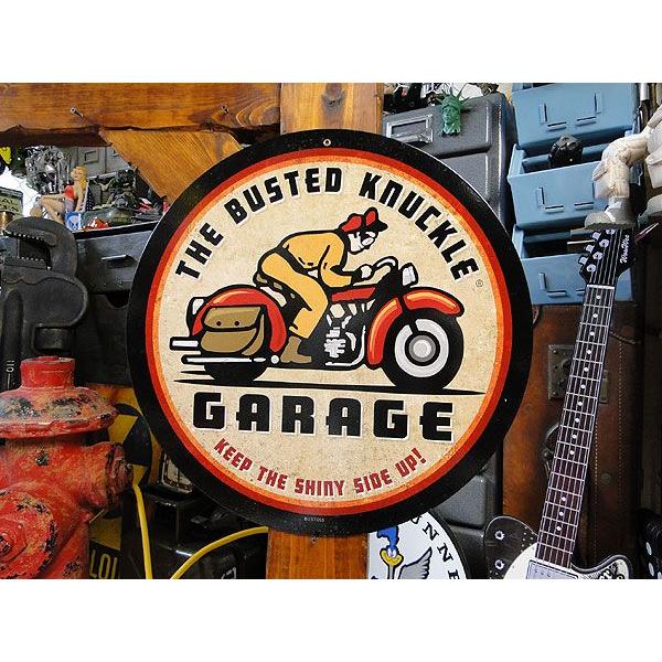 バステッドナックルガレージ　クラシックバイク　U.S.ヘヴィースチールサイン　（ラウンドタイプ/Mサイズ）　アメリカン雑貨　アメリカ雑貨 | 
