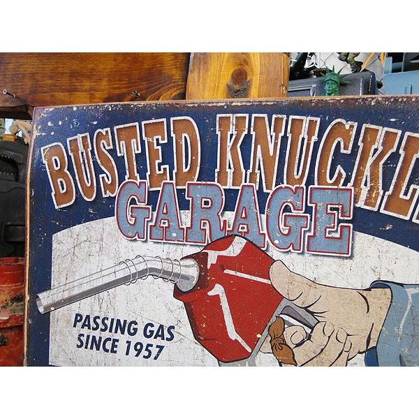 バステッドナックルガレージ　ブリキ看板　（ガス＆オイル）　アメリカ雑貨　アメリカン雑貨　サインプレート | アメリカン レトロ | 02