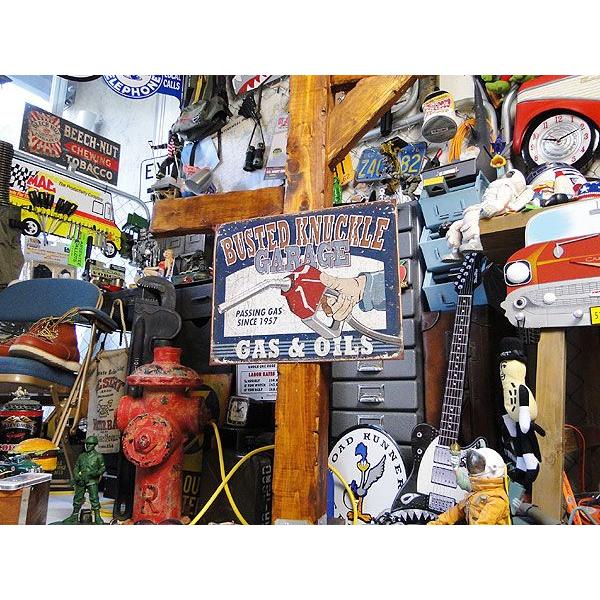 バステッドナックルガレージ　ブリキ看板　（ガス＆オイル）　アメリカ雑貨　アメリカン雑貨　サインプレート | アメリカン レトロ | 03