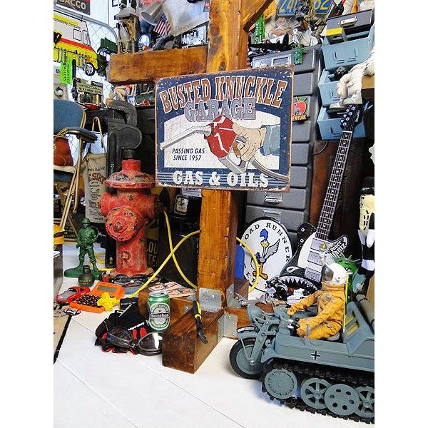 バステッドナックルガレージ　ブリキ看板　（ガス＆オイル）　アメリカ雑貨　アメリカン雑貨　サインプレート | アメリカン レトロ | 04
