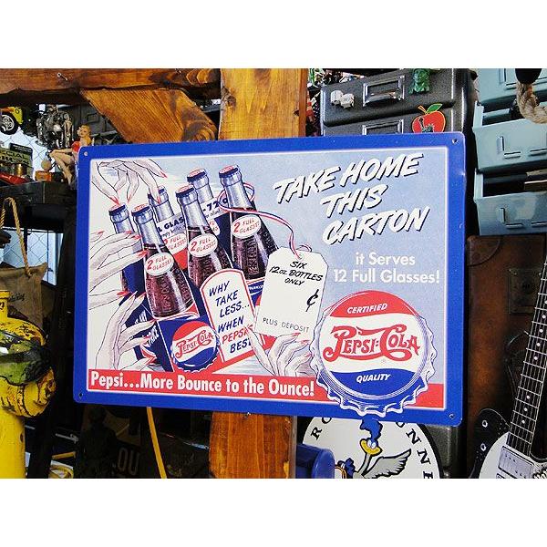 ペプシコーラ　ブリキ看板　（TAKE HOME THIS CARTON）　アメリカ雑貨　アメリカン雑貨　サインプレート　ティンサインボード　壁飾り | アメリカン レトロ